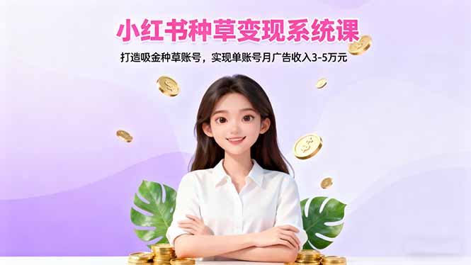 小红书种草变现系统课：打造吸金种草账号，实现单账号月广告收入3-5万元-小艾网创