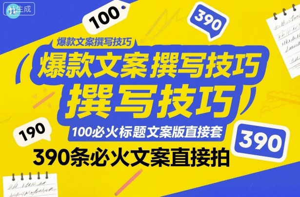 爆款文案撰写技巧，100个必火标题文案模版直接套，390条必火文案直接拍-小艾网创