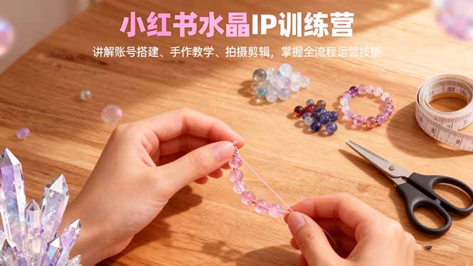 小红书水晶IP训练营，讲解账号搭建、手作教学、拍摄剪辑，全流程运营技能-小艾网创