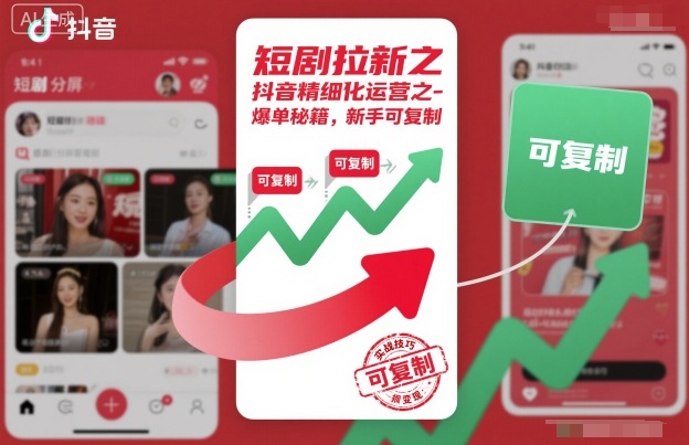 短剧拉新之抖音精细化运营之爆单秘籍，新手可复制-小艾网创