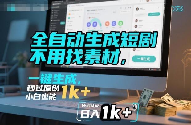 全自动生成短剧,不用找素材,不用剪辑,一键生成,秒过原创,小白也能轻松日入1k+【揭秘】-小艾网创