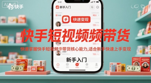快手短视频带货,快速掌握快手短视频带货核心能力,适合新手快速上手变现-小艾网创