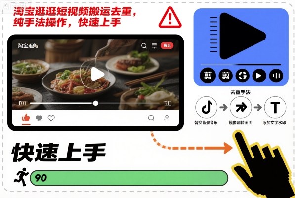 淘宝逛逛短视频搬运去重，纯手法操作，快速上手-小艾网创