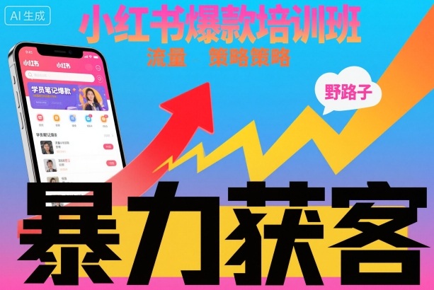 小红书爆款培训班,小红书获客野路子流量打法,暴力持续获客-小艾网创
