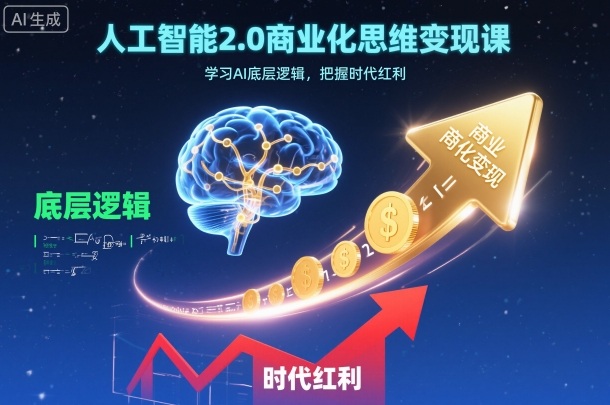 人工智能2.0商业化思维变现课，学习AI底层逻辑，把握时代红利-小艾网创