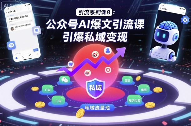 引流系列课8：公众号AI爆文引流课，引爆私域变现-小艾网创