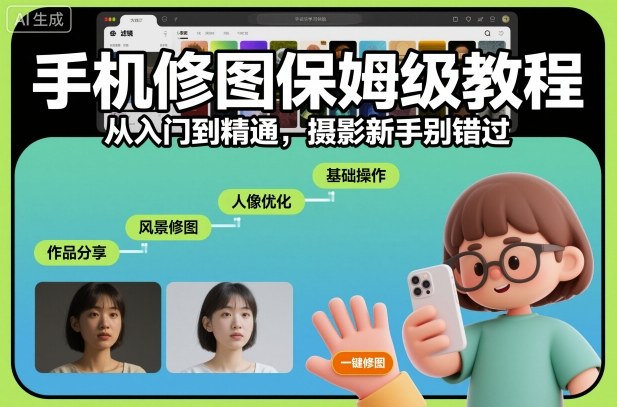 手机修图保姆级教程,从入门到精通,摄影新手别错过-数智网创