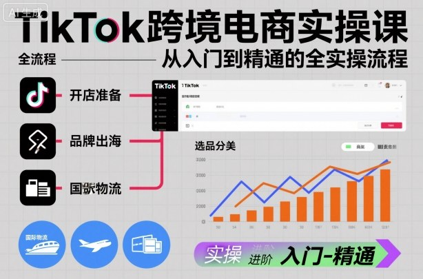 TikTok跨境电商实操课，从入门到精通的全实操流程-小艾网创