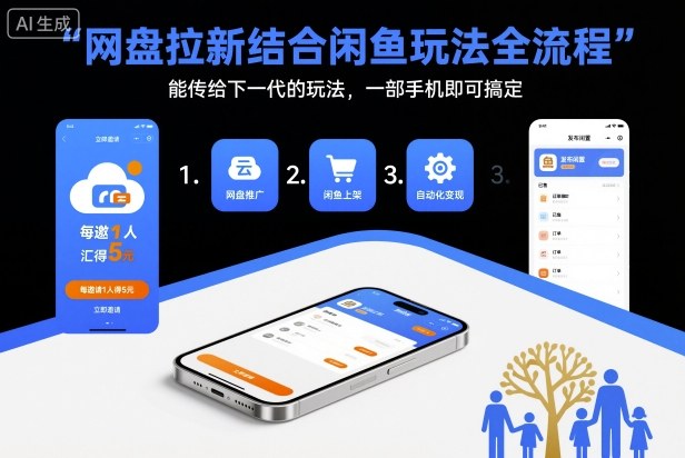 网盘拉新结合闲鱼玩法全流程，能传给下一代的玩法，一部手机即可搞定(附入口渠道以及实操教程)-小艾网创