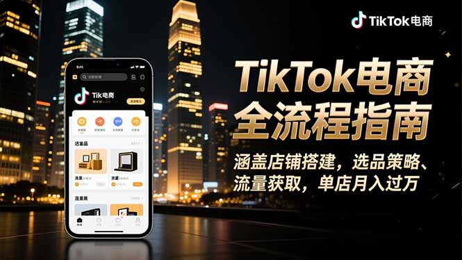 TikTok电商全流程指南，涵盖店铺搭建、选品策略、流量获取，单店月入过万-小艾网创