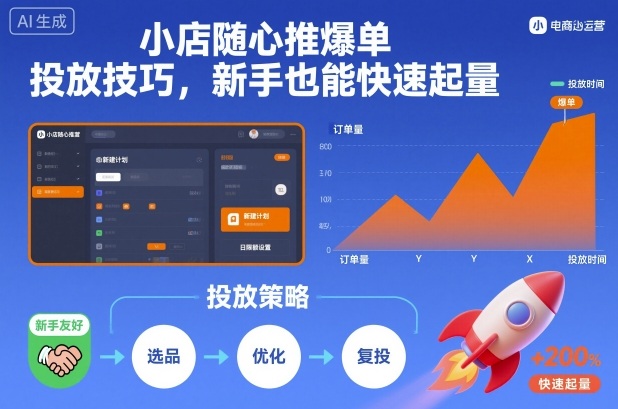 小店随心推爆单投放技巧，新手也能快速起量-小艾网创