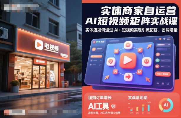 实体商家自运营AI短视频矩阵实战课，实体店如何通过AI+短视频实现引流拓客、团购增量-小艾网创