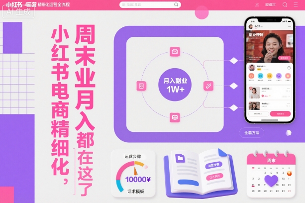 小红书电商精细化运营全流程，周末副业月入1W+，全套方法都在这了-小艾网创