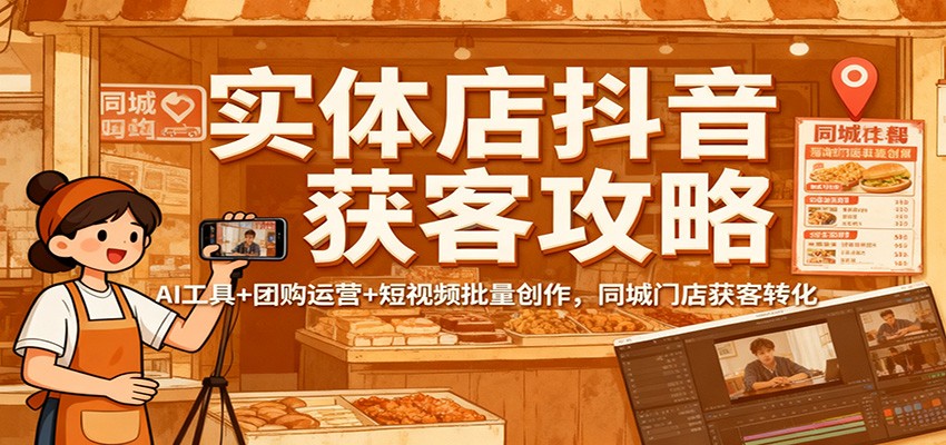 实体店抖音获客攻略：AI工具+团购运营+短视频批量创作，同城门店获客转化-小艾网创