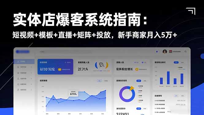 实体店爆客系统指南：短视频+模板+直播+矩阵+投放，新手商家月入5万+-小艾网创