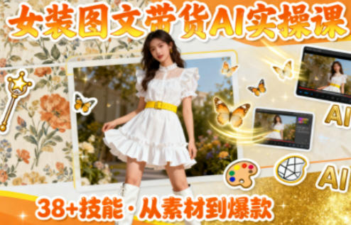 女装图文带货的AI实操课，覆盖38个实用技能，快速提升素材制作效率-小艾网创