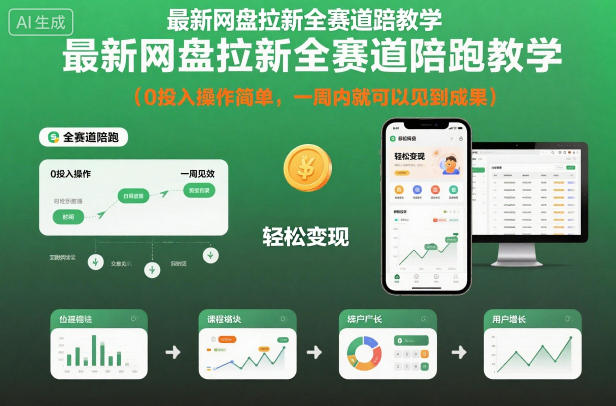 最新网盘拉新全赛道陪跑教学，0投入操作简单，一周内就可以见到成果-小艾网创