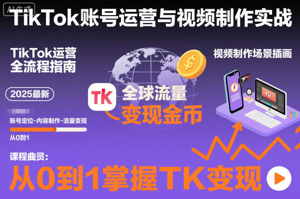 2025最新TikTok账号运营与视频制作实战全流程,从0到1掌握TK变现(含11月最新TK搬运技术)-小艾网创