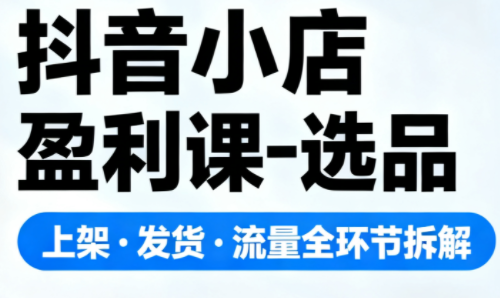 抖音小店盈利课-选品·上架·发货·流量全环节拆解-小艾网创