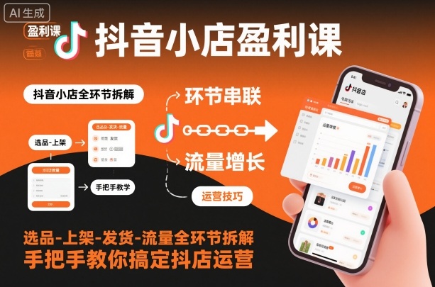 抖音小店盈利课-选品-上架-发货-流量全环节拆解,手把手教你搞定抖店运营-小艾网创