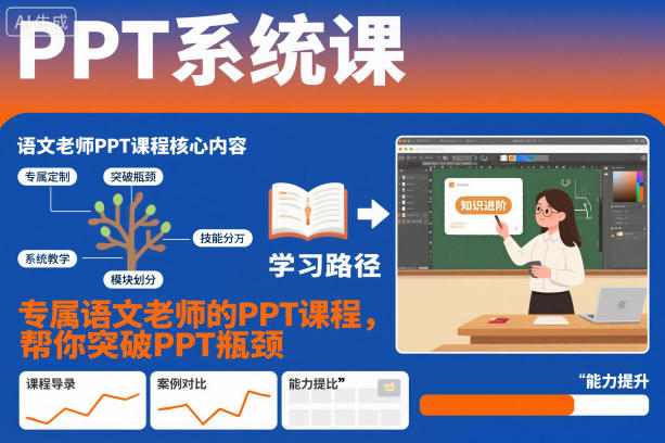 PPT系统课，专属语文老师的PPT课程，帮你突破PPT瓶颈-小艾网创