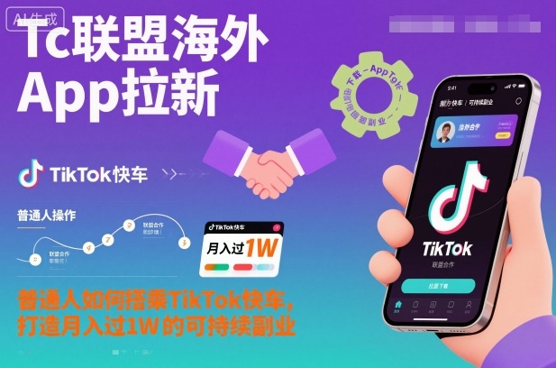 Tc联盟海外App拉新：普通人如何搭乘TikTok快车，打造月入过1W的可持续副业-小艾网创