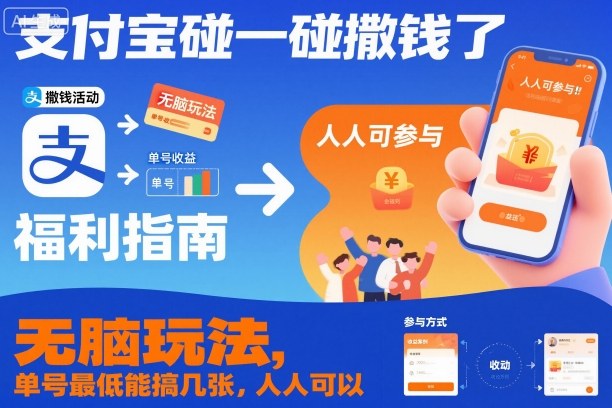 支付宝碰一碰撒钱了,无脑玩法,单号最低能搞几张,人人可以撸【揭秘】-小艾网创