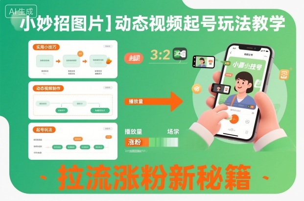 小妙招图片＋动态视频起号玩法教学，拉流涨粉新秘籍-小艾网创