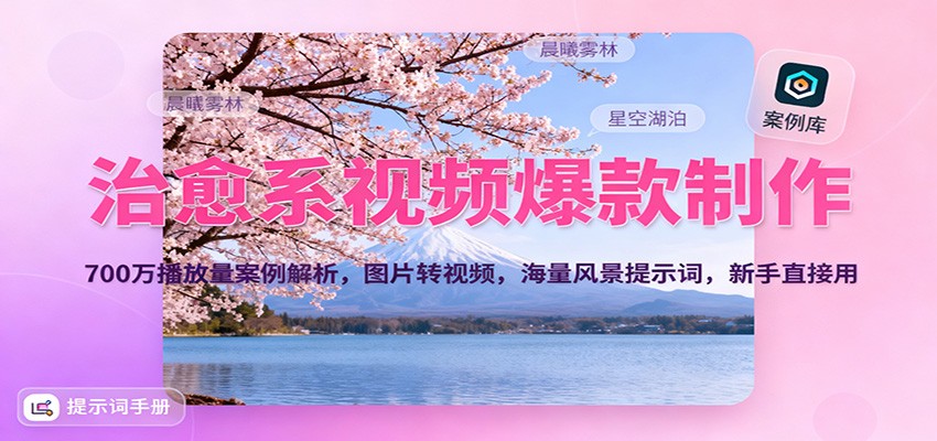 治愈系视频爆款制作,700万播放量案例解析,图片转视频,海量风景提示词,新手直接用-小艾网创