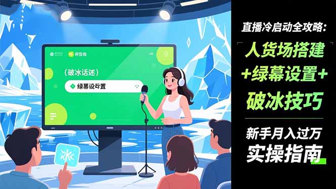 直播冷启动全攻略:人货场搭建+绿幕设置+破冰技巧，新手月入过万实操指南-小艾网创
