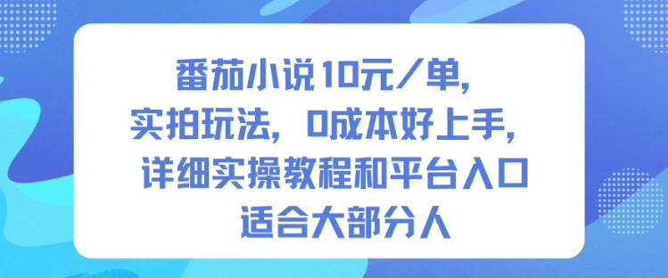 番茄小说10米每单,实拍玩法,0成本好上手,详细实操教程和平台入口适合大部分人-小艾网创
