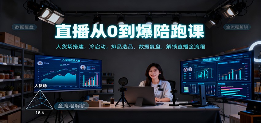 直播从0到爆陪跑课：人货场搭建，冷启动，排品选品，数据复盘，解锁直播全流程-小艾网创