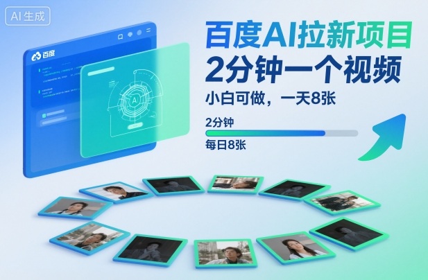 百度AI拉新项目，2分钟一个视频，小白可做，一天8张【附案例+保姆级教程】-小艾网创