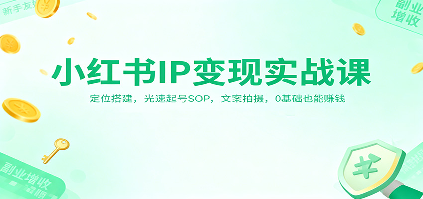 小红书IP变现实战课：定位搭建，光速起号SOP，文案拍摄，0基础也能赚钱-小艾网创
