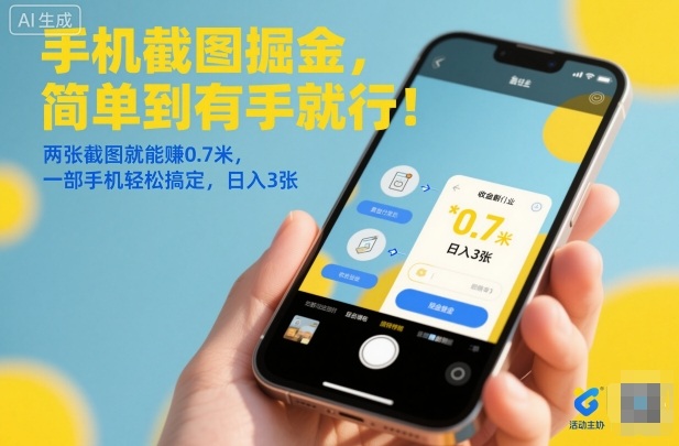 手机截图掘金，简单到有手就行！两张截图就能賺0.7米，一部手机轻松搞定，日入3张【揭秘】-小艾网创