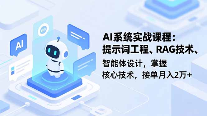 AI系统实战课程，提示词工程、RAG技术、智能体设计，掌握核心技术，接单月入2万+-小艾网创