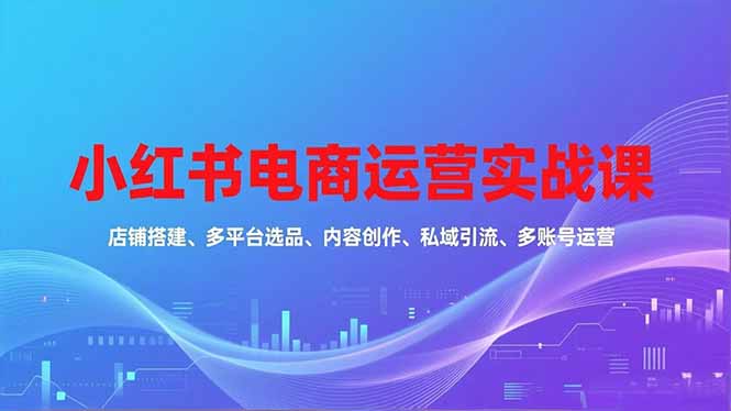 小红书电商运营实战课，店铺搭建、多平台选品、内容创作、私域引流、多账号运营等玩法-小艾网创