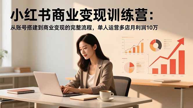 小红书商业变现训练营：从账号搭建到商业变现的完整流程，单人运营多店月利润10万-小艾网创