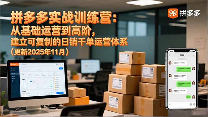 拼多多实战训练营:从基础运营到高阶,建立可复制的日销千单运营体系(更新11月-小艾网创
