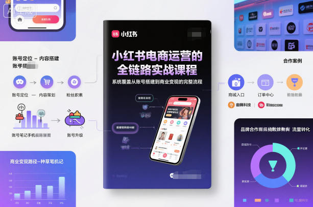 小红书电商运营的全链路实战课程,系统覆盖从账号搭建到商业变现的完整流程-小艾网创