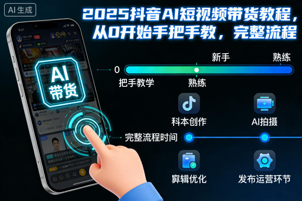 2025抖音AI短视频带货教程，从0开始手把手教，完整流程-小艾网创