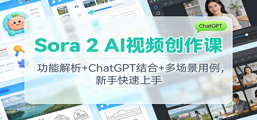 Sora 2 AI视频创作课：功能解析+ChatGPT结合+多场景用例，新手快速上手-小艾网创