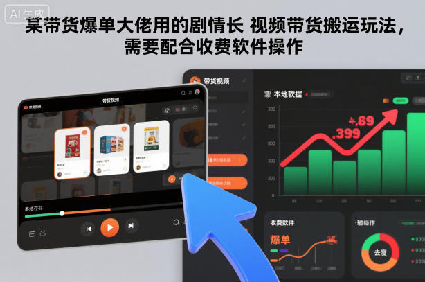 某带货爆单大佬用的剧情长视频带货搬运玩法，需要配合收费软件操作-小艾网创