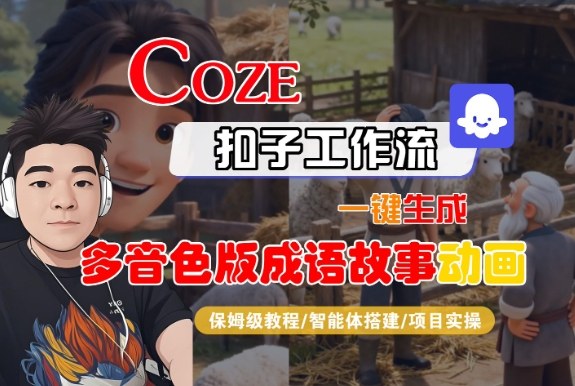Coze扣子智能体工作流一键生成“多音色版成语故事“动画，全流程保姆级教学-小艾网创