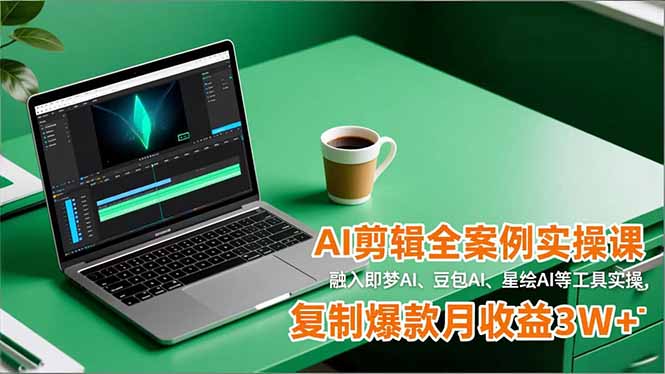 AI剪辑全案例实操课，融入即梦AI、豆包AI、星绘AI等工具实操，复制爆款月收益3W+-小艾网创