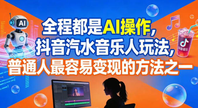 全程都是AI操作，抖音汽水音乐人玩法，普通人最容易变现的方法之一-小艾网创