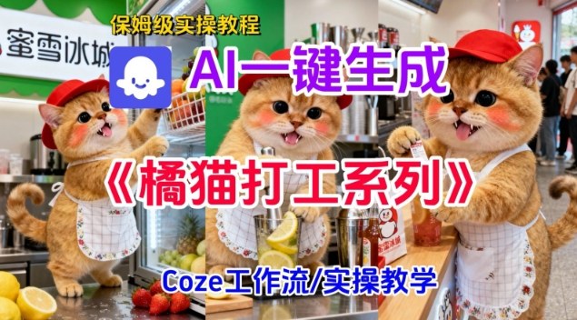 Coze扣子工作流一键生成胖橘猫打工短视频,保姆级实操搭建教学-小艾网创