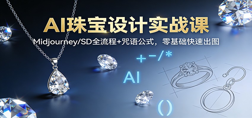 AI珠宝设计实战课:Midjourney/SD全流程+咒语公式,零基础快速出图-小艾网创