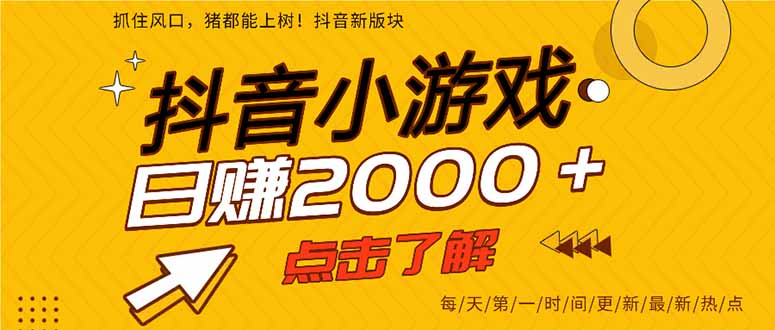 2025年爆火的抖音小游戏项目,一部手机日入2000+-小艾网创