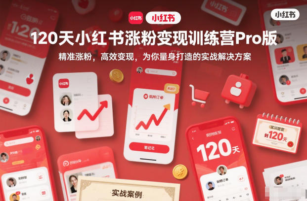 120天小红书涨粉变现训练营Pro版,精准涨粉,高效变现,为你量身打造的实战解决方案-小艾网创